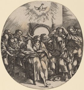 Sestoupení Ducha svatého od Domenico Campagnola