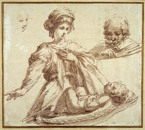 Svatá rodina (pero a inkoust na papíře) od Domenico Campagnola