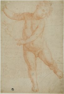 Putto stojící na pravé noze (recto); náčrtek zatažené paže (verso) od Domenico Cresti