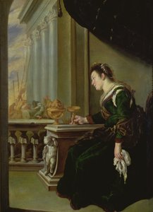 Artemisia truchlící nad Mausolus (panel) od Domenico Fetti or Feti