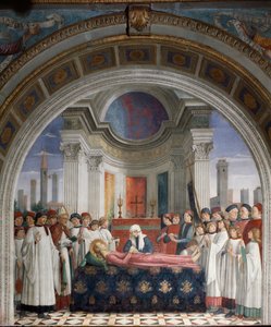 Pohřeb svaté Finy - Freska od Domenico Ghirlandaio