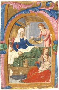 Narození Panny v iniciále H od Domenico Ghirlandaio