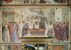 Zázrak chlapce přivedeného zpět k životu, scéna z cyklu Život svatého Františka z Assisi, 1486 detail fresky z 52660 od Domenico Ghirlandaio