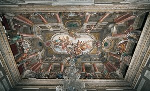 Nabídka klíčů od Janova chrámu (neboli Alegorie míru), strop vznešené podlahy, Jupiterovi, c.1665 (freska)