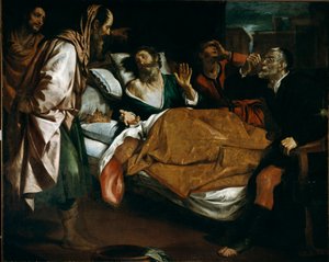 Smrt proroka Ezechiela Obraz Domenica Fiasella dit il Sarzana (1589-1669) Galleria di Palazzo Bianco ze 17. století, Genes
