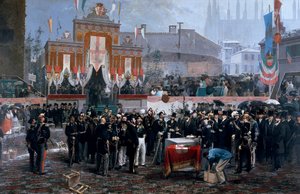 Slavnostní položení základního kamene Galleria Victor Emmanuel II v Miláně, 7. března od Domenico Induno