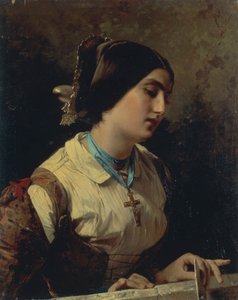 Lucia, Lombardská žena, Domenico Induno, olej na plátně