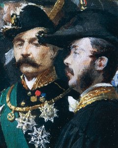 Položení základního kamene Galleria Vittorio Emanuele v Miláně, Domenico Induno, detail, olej na plátně od Domenico Induno