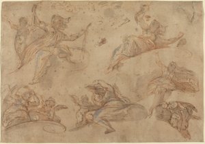 Alegorické figury při pohledu zdola od Domenico Maria Canuti