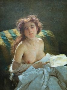 Dáma s ventilátorem od Domenico Morelli