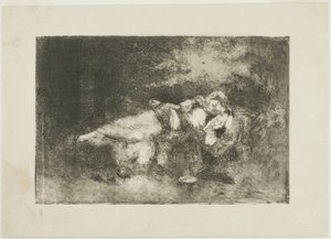 Ležící žena s dítětem od Domenico Morelli