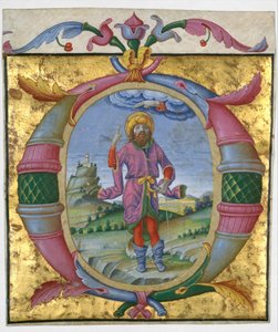David s nohou v oprátce v iniciále O, ca. 1500.