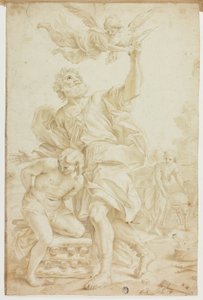Obětování Izáka (recto); figurální náčrty (verso) od Domenico Piola