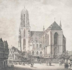 Litografie - Frankfurt - Císařský dóm - Quaglio - 1819 od Domenico Quaglio the Younger