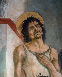 Svatý Jan Křtitel a sv. František z Assisi: Detail sv. Jana Křtitele - Freska