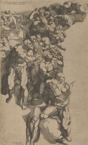 Skupina od Posledního soudu, sv. Bartoloměj, sv. Petr a další apoštolové, 16. století.