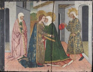 Panel Navštívení od Saint John Retable, 15. století.