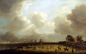 Příjezd princezny Charlotty (1766-1828) do Harwiche, září 1761. Olej na plátně od Dominic Serres