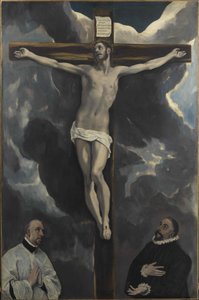 Kristus na kříži uctívaný dvěma donátory, konec 16. od Dominico El Greco