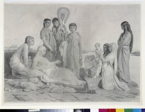 Mojžíš šetří vodou (kresba)