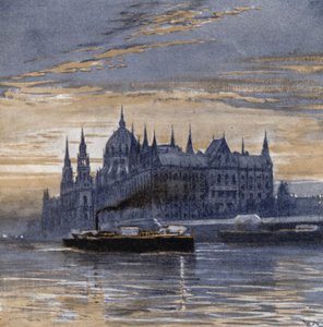 Budapešť a jeho budova parlamentu (barevné lito) od Donald (after) Maxwell