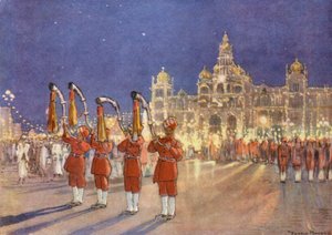 Vítání v Mysore (barevná litografie) od Donald (after) Maxwell