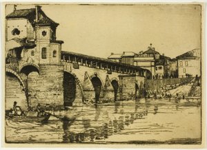 Ponte Ticino, Pavia od Donald Shaw MacLaughlan