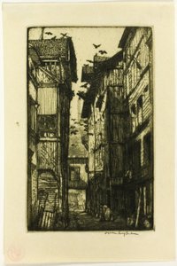 Ulička holubů, Rouen od Donald Shaw MacLaughlan