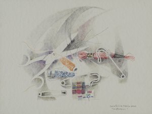 Nůžky, 2000 (barevné tužky na papíře) od Donatella Merlo