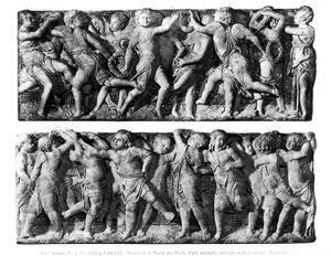 Tančící panel Putti, z Cantoria, pěvecké galerie Duomo (mramor) od Donatello