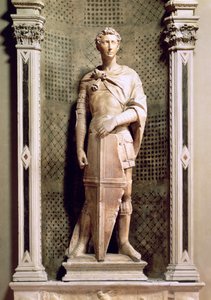 Sv. Jiří ve výklenku s reliéfem sv. Jiří zabíjejícího draka pod ním (mramor) (viz také 55431 a 87899)