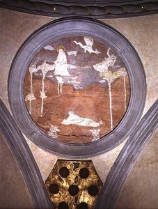 Svatý Jan na Patmosu, medailon s briketou, kolem 1425 (sádra) od Donatello