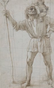 sv. Kryštof s Jezulátkem, c. 1490 (Silverpoint, zvýrazněno bílou, na světle šedém připraveném papíře)