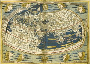 Mapa světa Ptolemaia od Donnus Nicolaus Germanus