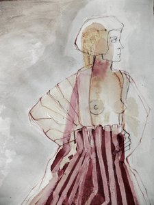 Abstraktní žena v pruhovaném oblečení od Doris Schmitz