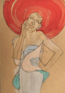 Elegantní žena v červeném klobouku od Doris Schmitz