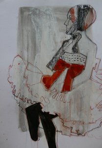 Elegantní žena s červenou mašlí od Doris Schmitz