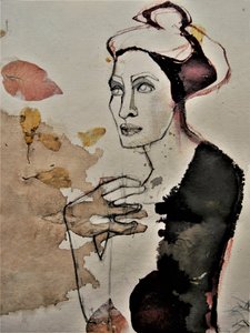 Zamyšlená žena s listy od Doris Schmitz