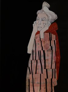 Zamyšlená žena v červeném od Doris Schmitz