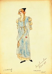 Kostýmní skica pro Marguerite pro představení Faust od Carleton Smyth od Dorothy Carleton Smyth
