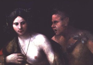 Nymfa a satyr od Dosso Dossi