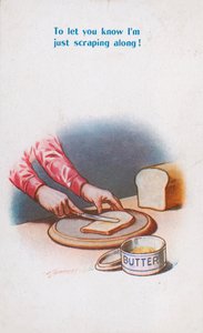 Máslo, škrábání (barevná litografie)