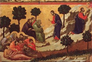Agónie v zahradě. Oltářní obraz Maesta (tempera na dřevě od Duccio di Buoninsegna