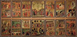 Život Kristův: vášeň. Predella of the Maesta (tempera na dřevě od Duccio di Buoninsegna