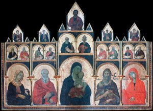 Svatá Panna s Ježíškem a svatými, c1278-1318 od Duccio di Buoninsegna
