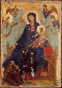 Madona od františkánů neboli „Madona má dítě s františkánskými mnichy a anděly“ Detrempe na dřevě od Duccio di Buoninsegna (1255-1318/9) 1300 Rozm. 23,5x16 cm Siena, Pinacoteca nazionale od Duccio di Buoninsegna