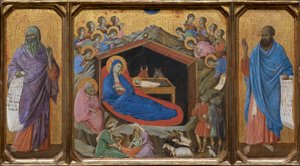 Narození Páně s proroky Izajášem a Ezechielem od Duccio di Buoninsegna