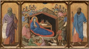Narození Páně s proroky Izaiášem a Ezechielem od Duccio di Buoninsegna