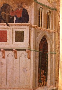 Pokušení v chrámu, detail. Oltářní obraz Maesta (tempera a zlato na dřevě od Duccio di Buoninsegna