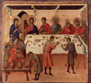 Svatba v Káně. Zadní strana oltářního obrazu (tempera a zlato na dřevě od Duccio di Buoninsegna